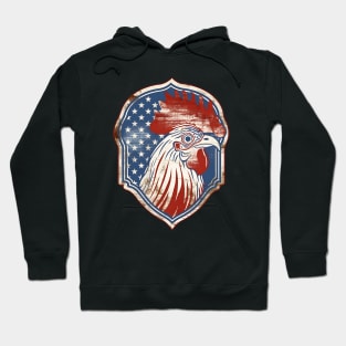 Gallic rooster head on a vintage American coat of arms Hoodie